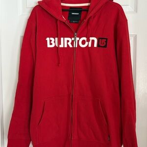 Burton Men’s Sz LG Red Full Zip Hoodie with Logo VGUC